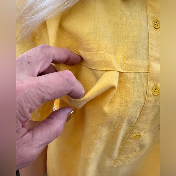 Wrangler All Terrain Gear Womens LARGE YELLOW Short Sleeve  Button Up NWT SZ L - Picture 4 of 14